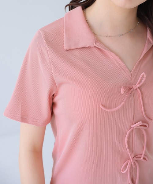Girly Doll（ガーリードール）の「フロントリボンスキッパーカットソー（Tシャツ/カットソー・レディース・ブラック/ブルー/ベージュ/ピンク・L/M）」の20枚目の写真