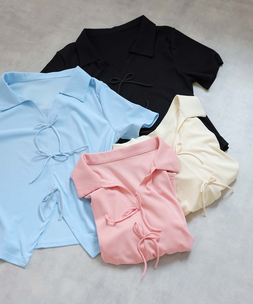 Girly Doll（ガーリードール）の「フロントリボンスキッパーカットソー（Tシャツ/カットソー・レディース・ブラック/ブルー/ベージュ/ピンク・L/M）」の22枚目の写真