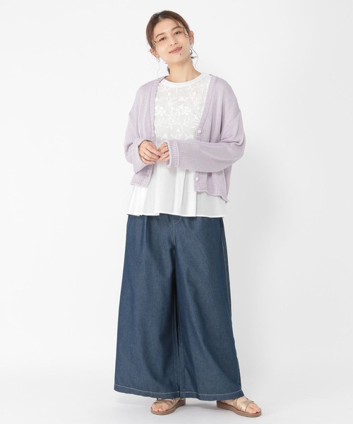 studio CLIP(スタディオクリップ)の「3ゲージブライトリリヤーンVネックカーディガン(カーディガン/ボレロ・レディース・ナチュラル/ラベンダー/イエロー・FREE)」の8枚目の写真