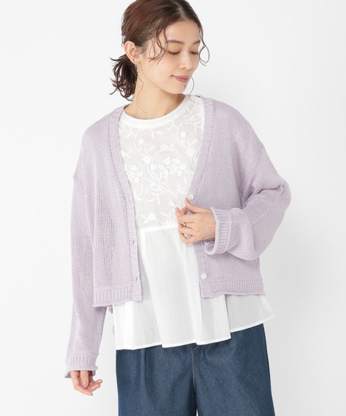 studio CLIP(スタディオクリップ)の「3ゲージブライトリリヤーンVネックカーディガン(カーディガン/ボレロ・レディース・ナチュラル/ラベンダー/イエロー・FREE)」の9枚目の写真