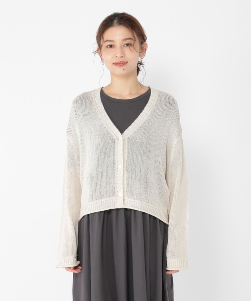 studio CLIP(スタディオクリップ)の「3ゲージブライトリリヤーンVネックカーディガン(カーディガン/ボレロ・レディース・ナチュラル/ラベンダー/イエロー・FREE)」の10枚目の写真