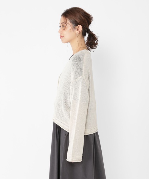 studio CLIP(スタディオクリップ)の「3ゲージブライトリリヤーンVネックカーディガン(カーディガン/ボレロ・レディース・ナチュラル/ラベンダー/イエロー・FREE)」の11枚目の写真
