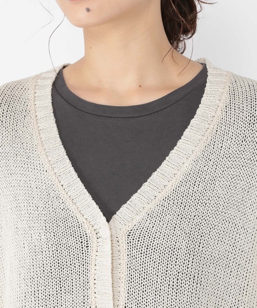 studio CLIP(スタディオクリップ)の「3ゲージブライトリリヤーンVネックカーディガン(カーディガン/ボレロ・レディース・ナチュラル/ラベンダー/イエロー・FREE)」の13枚目の写真