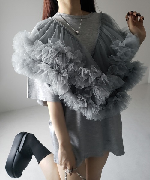 THE TOE Anthirium Tulle Top M チュールトップス THE TOE Anthurium Tulle Tops チュールトップス
