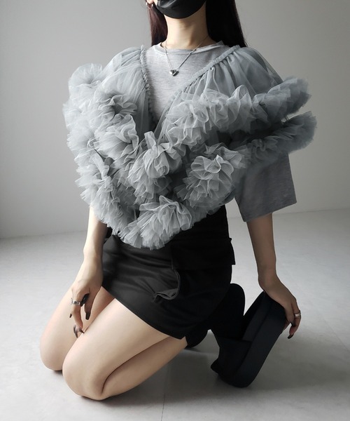 トップス i_am volume tulle blouse I_am（アイアム）の「volume tulle gather blouse / ボリューム