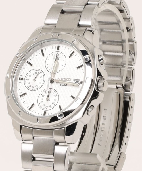 SEIKO クロノグラフ 50M クォーツ men's SEIKO 腕時計 セイコー クロノグラフ 10気圧防水 レザーバンド