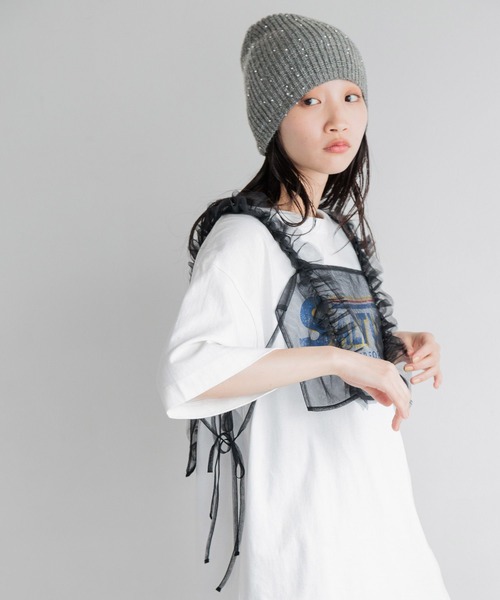 LOWRYS FARM（ローリーズファーム）の「ビーズニットワッチ　128530（ハンチング/ベレー帽・レディース・ベージュ/ブラック/グレー・FREE）」の15枚目の写真