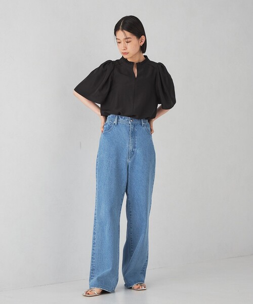 EMMEL REFINES（エメルリファインズ）の「＜EMMEL REFINES＞EM プリーツエリ ショートスリーブ ブラウス（シャツ/ブラウス・レディース・ダークブラウン/オフホワイト/ブラック・FREE）」の19枚目の写真