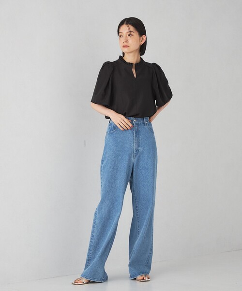 EMMEL REFINES（エメルリファインズ）の「＜EMMEL REFINES＞EM プリーツエリ ショートスリーブ ブラウス（シャツ/ブラウス・レディース・ダークブラウン/オフホワイト/ブラック・FREE）」の20枚目の写真