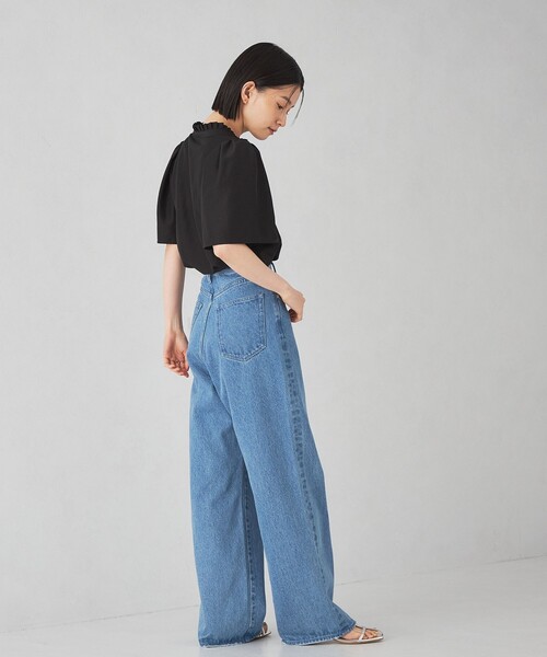 EMMEL REFINES（エメルリファインズ）の「＜EMMEL REFINES＞EM プリーツエリ ショートスリーブ ブラウス（シャツ/ブラウス・レディース・ダークブラウン/オフホワイト/ブラック・FREE）」の22枚目の写真