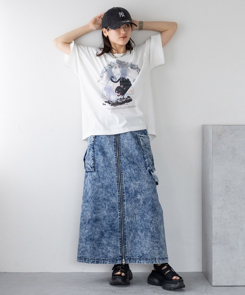 RAGEBLUE（レイジブルー）の「ヴィンテージライク/ルーズロックTシャツ（Tシャツ/カットソー・レディース・ホワイト系1/ブラック系1/ブラック/その他4・FREE）」の5枚目の写真