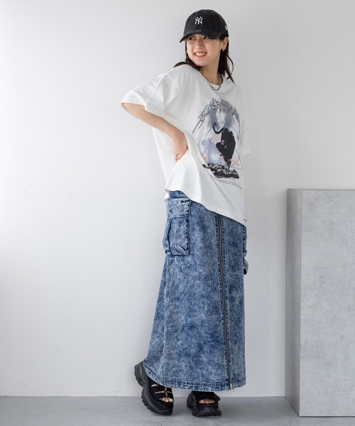 RAGEBLUE（レイジブルー）の「ヴィンテージライク/ルーズロックTシャツ（Tシャツ/カットソー・レディース・ホワイト系1/ブラック系1/ブラック/その他4・FREE）」の6枚目の写真