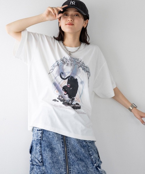 RAGEBLUE（レイジブルー）の「ヴィンテージライク/ルーズロックTシャツ（Tシャツ/カットソー・レディース・ホワイト系1/ブラック系1/ブラック/その他4・FREE）」の7枚目の写真