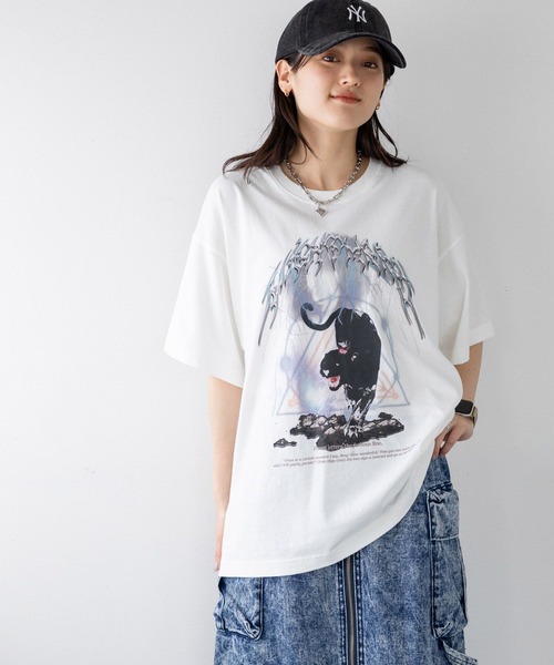 RAGEBLUE（レイジブルー）の「ヴィンテージライク/ルーズロックTシャツ（Tシャツ/カットソー・レディース・ホワイト系1/ブラック系1/ブラック/その他4・FREE）」の8枚目の写真