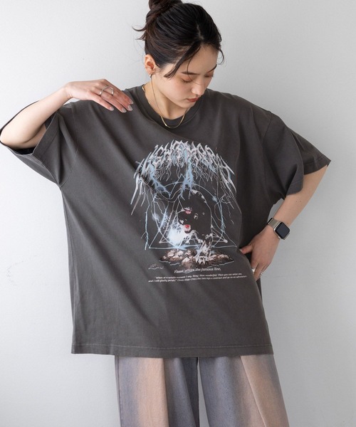 RAGEBLUE（レイジブルー）の「ヴィンテージライク/ルーズロックTシャツ（Tシャツ/カットソー・レディース・ホワイト系1/ブラック系1/ブラック/その他4・FREE）」の10枚目の写真