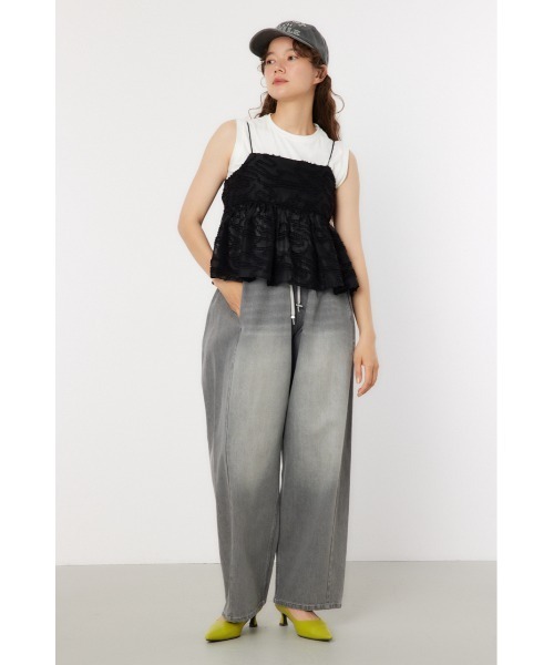 RODEO CROWNS WIDE BOWL（ロデオクラウンズワイドボウル）の「フリンジキャミソール（キャミソール・レディース・ブラック/オフホワイト・FREE）」の6枚目の写真