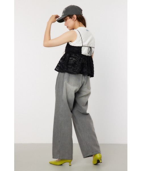 RODEO CROWNS WIDE BOWL（ロデオクラウンズワイドボウル）の「フリンジキャミソール（キャミソール・レディース・ブラック/オフホワイト・FREE）」の7枚目の写真