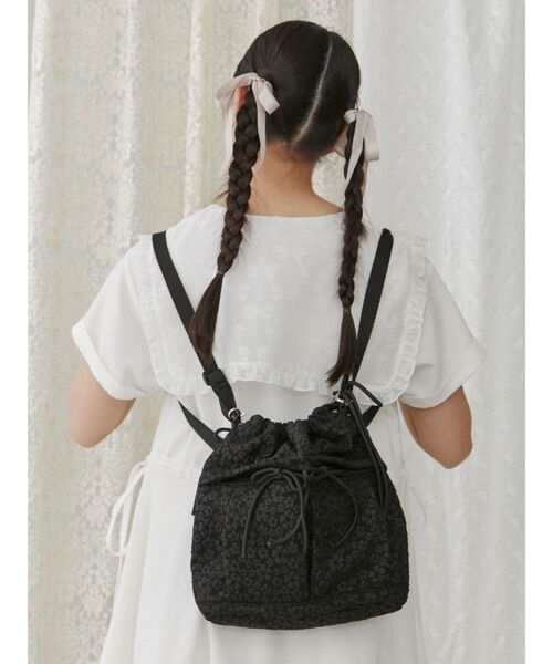 merry jenny(メリージェニー)の「3way ribbonジャカードポシェット(ハンドバッグ・レディース・ブラック・FREE)」の8枚目の写真