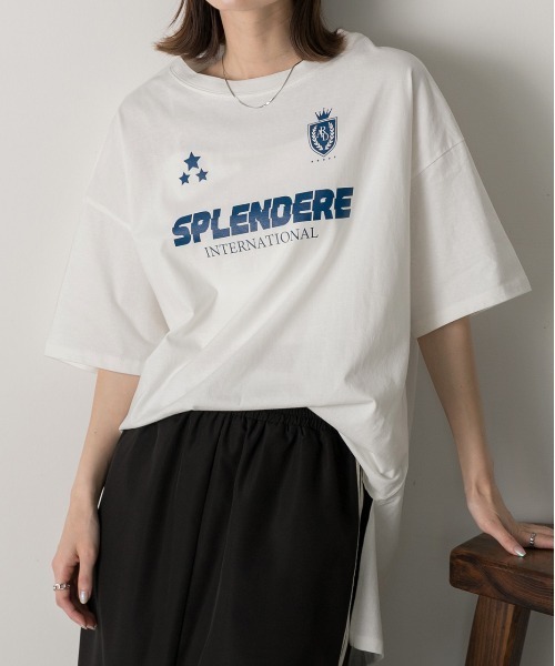 ad thie(アドティエ)の「ゲームデザイン オーバーサイズTシャツ(Tシャツ/カットソー・レディース・オフホワイト/ブラック/ブルーグレー・FREE)」の1枚目の写真