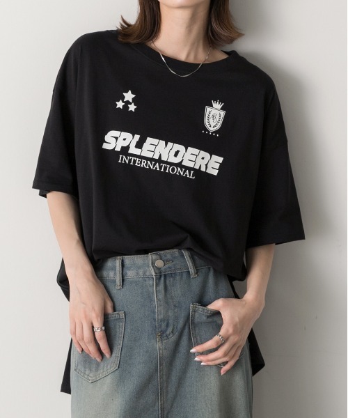 ad thie(アドティエ)の「ゲームデザイン オーバーサイズTシャツ(Tシャツ/カットソー・レディース・オフホワイト/ブラック/ブルーグレー・FREE)」の2枚目の写真