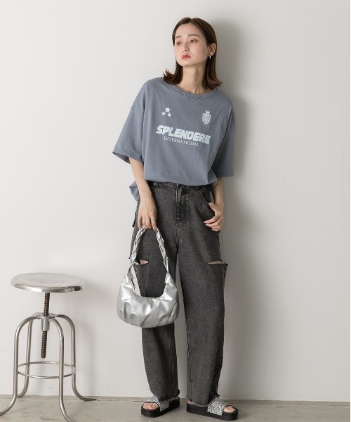 ad thie(アドティエ)の「ゲームデザイン オーバーサイズTシャツ(Tシャツ/カットソー・レディース・オフホワイト/ブラック/ブルーグレー・FREE)」の22枚目の写真