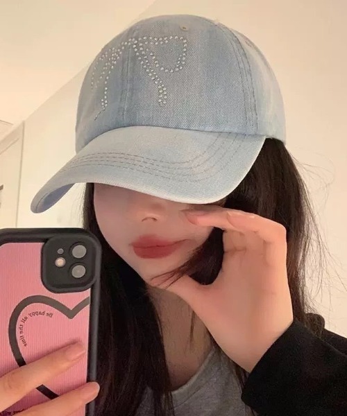 ラインストーンリボンデニムキャップ(BQ)（キャップ）｜almo