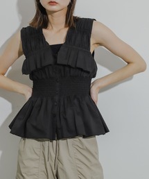 HEYUMM | フリルシャーリングペプラムトップ(シャツ/ブラウス)