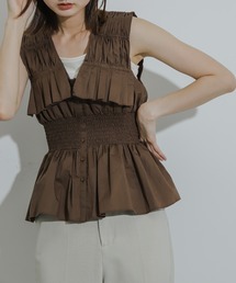 HEYUMM | フリルシャーリングペプラムトップ(シャツ/ブラウス)