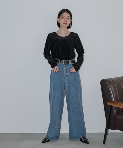 tシャツ ベロアアシメスリットプルオーバー レディース ベロアアシメスリットプルオーバー|allureville OFFICIAL SITE