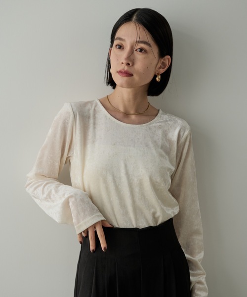 シアーベロアクルーネックプルオーバー（Tシャツ/カットソー