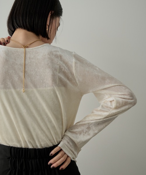 Shelly island（シェリーアイランド）の「シアーベロアクルーネックプルオーバー（Tシャツ/カットソー・レディース・ブラック/ブラウン/ホワイト/グレー・FREE）」の12枚目の写真