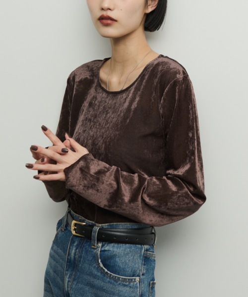 ロク　シアーベロアシャツプルオーバー　美品　週末限定！ 6(ROKU)＞シアー ベロア シャツプルオーバー
