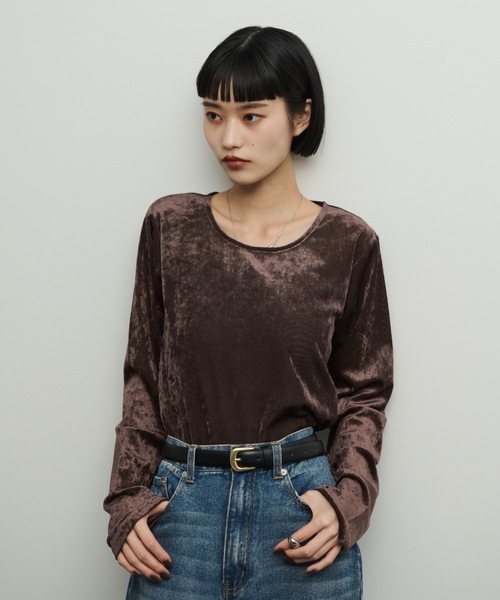 シアーベロアクルーネックプルオーバー（Tシャツ/カットソー
