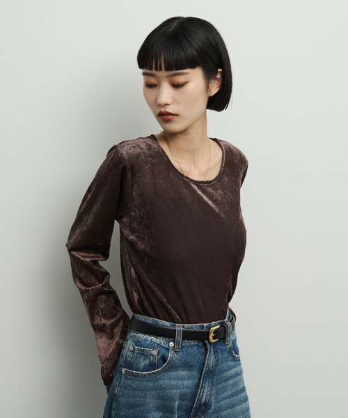 Shelly island（シェリーアイランド）の「シアーベロアクルーネックプルオーバー（Tシャツ/カットソー・レディース・ブラック/ブラウン/ホワイト/グレー・FREE）」の19枚目の写真