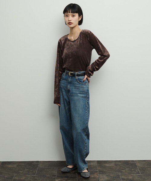 Shelly island（シェリーアイランド）の「シアーベロアクルーネックプルオーバー（Tシャツ/カットソー・レディース・ブラック/ブラウン/ホワイト/グレー・FREE）」の20枚目の写真