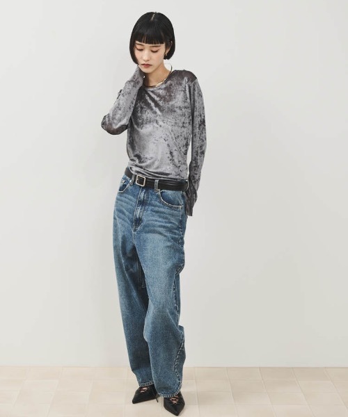 tシャツ シアーベロアクルーネックPO レディース シアーベロアクルーネックプルオーバー（Tシャツ/カットソー