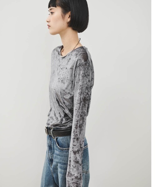 シアーベロアクルーネックプルオーバー（Tシャツ/カットソー