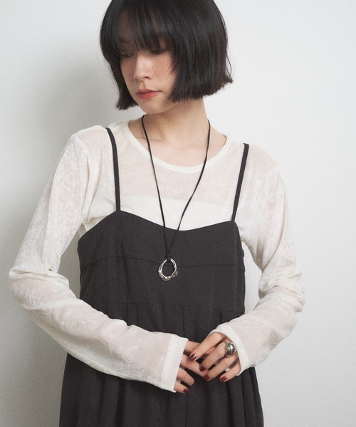 シアーベロアクルーネックプルオーバー（Tシャツ/カットソー）｜Shelly