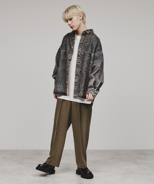 tk.TAKEO KIKUCHI(ティーケータケオキクチ)の「◆ダブルクロスルーズテーパードパンツ(セットアップ対応)(スラックス・メンズ・ブラック/ブラウン系/ダークグレー・03/02/01)」の15枚目の写真