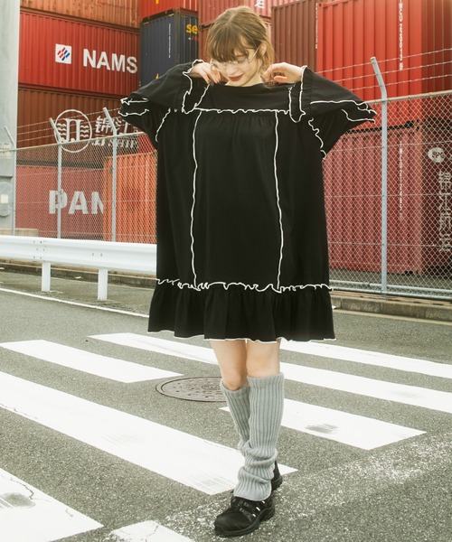 セール】【forksy.】フレアスリーブフリルメローオーバーサイズ