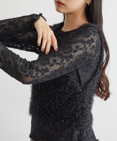 VIS（ビス）の「【前後2WAY】カットジャガードカーディガン【洗える】（カーディガン/ボレロ・レディース・ブラック/オフホワイト・FREE）」の9枚目の写真