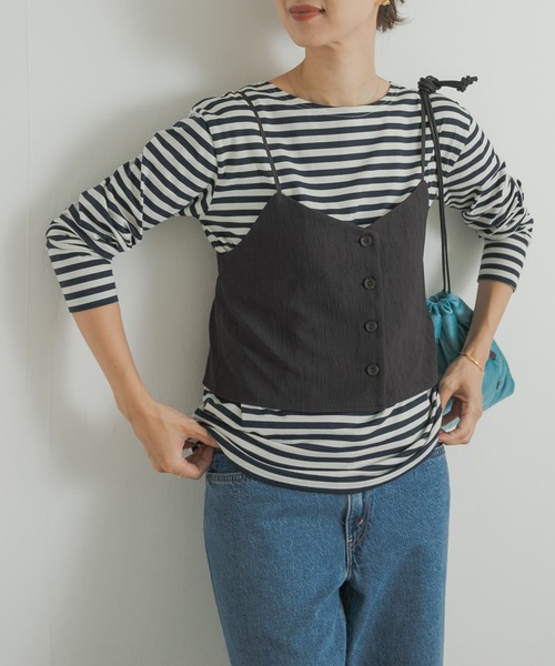 URBAN RESEARCH DOORS（アーバンリサーチドアーズ）の「キャミソールビスチェ（その他トップス・レディース・チャコールグレー/オフホワイト・MEDIUM）」の3枚目の写真