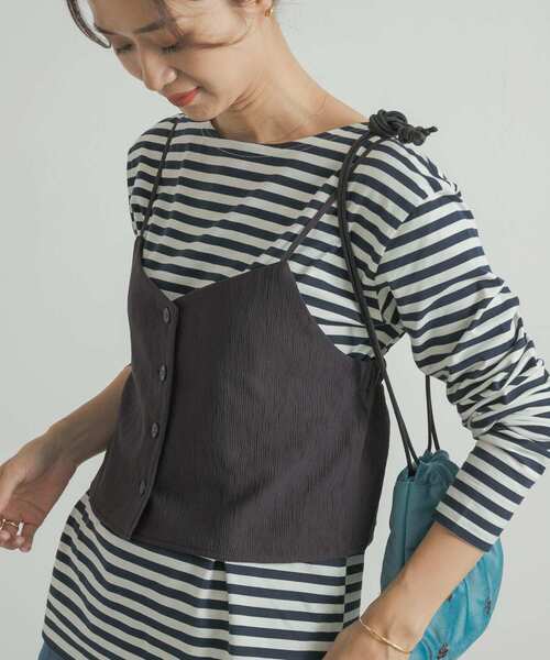 URBAN RESEARCH DOORS（アーバンリサーチドアーズ）の「キャミソールビスチェ（その他トップス・レディース・チャコールグレー/オフホワイト・MEDIUM）」の4枚目の写真