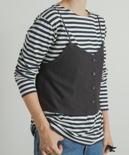 URBAN RESEARCH DOORS（アーバンリサーチドアーズ）の「キャミソールビスチェ（その他トップス・レディース・チャコールグレー/オフホワイト・MEDIUM）」の5枚目の写真