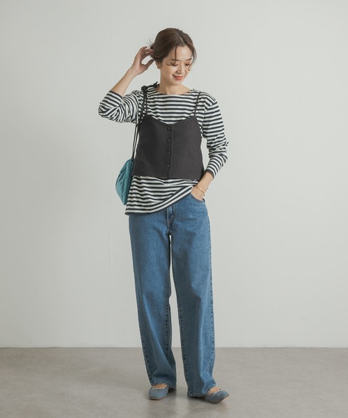 URBAN RESEARCH DOORS（アーバンリサーチドアーズ）の「キャミソールビスチェ（その他トップス・レディース・チャコールグレー/オフホワイト・MEDIUM）」の6枚目の写真