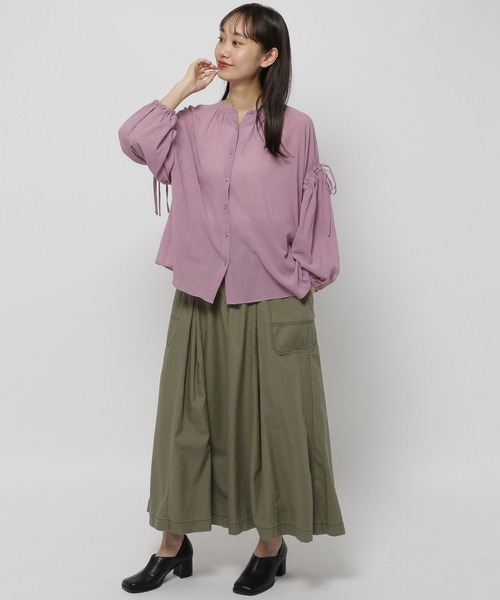 niko and...（ニコアンド）の「袖ギャザーリボンブラウス（シャツ/ブラウス・レディース・ブラウン/ピンク/オフホワイト・FREE）」の6枚目の写真