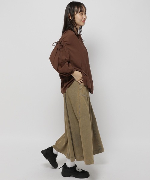 niko and...（ニコアンド）の「袖ギャザーリボンブラウス（シャツ/ブラウス・レディース・ブラウン/ピンク/オフホワイト・FREE）」の8枚目の写真