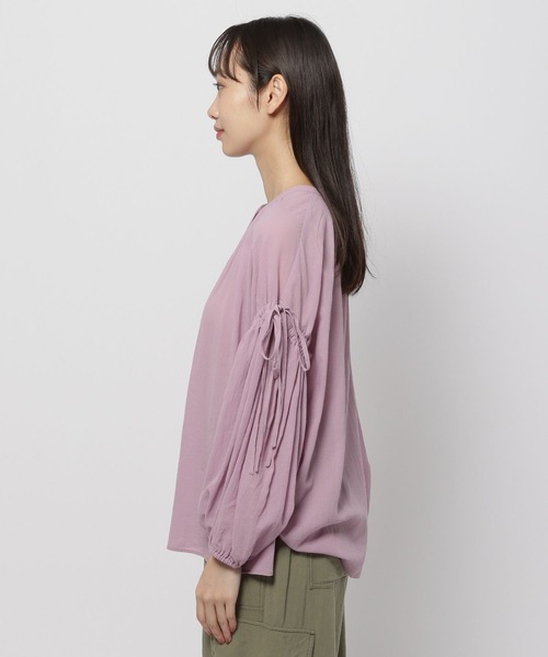 niko and...（ニコアンド）の「袖ギャザーリボンブラウス（シャツ/ブラウス・レディース・ブラウン/ピンク/オフホワイト・FREE）」の11枚目の写真
