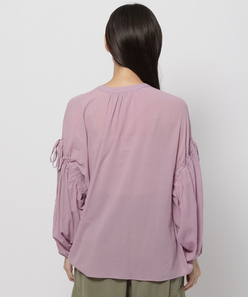 niko and...（ニコアンド）の「袖ギャザーリボンブラウス（シャツ/ブラウス・レディース・ブラウン/ピンク/オフホワイト・FREE）」の12枚目の写真