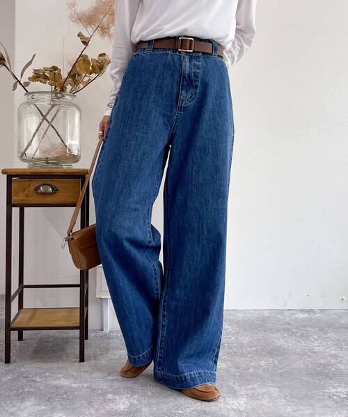 fredy emue（フレディエミュ）の「セミワイドデニムパンツ（デニムパンツ・レディース・サックスブルー/ブルー・36/38）」の2枚目の写真